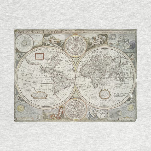 Vintage Map of The World (1651) by Bravuramedia